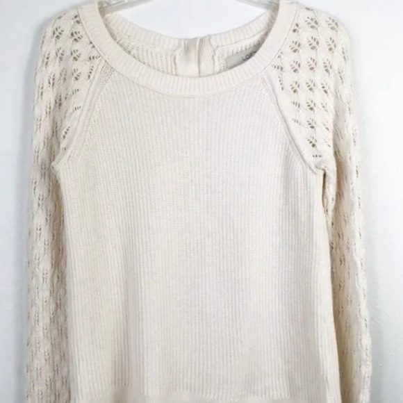 Ann Taylor LOFT Pointelle Knit Button Back Sweater Size Large - Picture 1 of 7